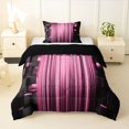 thumbnail image 1 of Manfei 3D Neon Stripes Twin Comforter Sets, Vertical Lines Bedding Set, Light Pink Black, Black Reversible 2pcs, 1 Comforter and 1 Pillowcase, 1 of 6