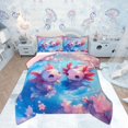 thumbnail image 1 of Manfei 3D Pink Axolotl Full Size Comforter Sets, Cherry Blossoms Floral Bedding Comforter Set, Kawaii Cartoon Animal Reversible Bedding Sets, Microfiber Bedroom Decor, 3 Pieces, 1 of 8