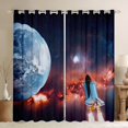 thumbnail image 1 of Manfei 3D Planet Rocket Blackout Curtains Set of 2 (52x84 Each) for Kids, Mystic Outer Space Window Curtains, Glitter Stars Galaxy Curtains and Drapes, Black Out Curtains Decor, 1 of 6