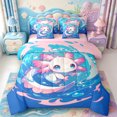 thumbnail image 1 of Manfei 3D Print Axolotl 7-Piece Twin Bedding,Animals Pattern Bedding Comforter Set,Pink Reversible, 1 of 7