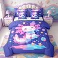 thumbnail image 1 of Manfei 3D Print Axolotl 7-Piece Twin Bedding,Kawaii Ocean Animal Bedding Comforter Set,Colorful Stars Reversible, 1 of 6