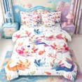 thumbnail image 1 of Manfei 3D Print Axolotl 7 Pieces Full Size Bedding Sets,Pastel Ocean Animal Full Size Bed in a Bag,Polkadot Reversible, 1 of 7