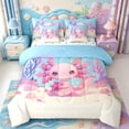 thumbnail image 1 of Manfei 3D Print Axolotl 7 Pieces Full Size Bedding Sets,Watercolor Animals Pattern Full Size Bed in a Bag,Polkadot Reversible, 1 of 7