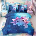 thumbnail image 1 of Manfei 3D Print Axolotl 7pcs Queen Bedding,Kawaii Animals Pattern Bedding Comforter Set Queen,Navy Blue Reversible, 1 of 7
