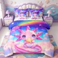 thumbnail image 1 of Manfei 3D-Printed Axolotl 7-Piece Twin Bedding,Cute Animals Print Bedding Comforter Set,Colorful Stars Reversible, 1 of 7
