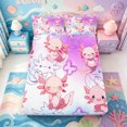thumbnail image 1 of Manfei 3D-Printed Axolotl Fitted Sheet Queen,Watercolor Ocean Animal Bedding,3-Piece,1 Fitted Sheet and 2 Pillowcases, 1 of 6