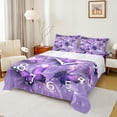 thumbnail image 1 of Manfei 3D Purple Butterfly Bed Sheets, Glitter Stars Print King Sheets, Romantic Anniversary Sheet Set, Ultra Soft Home Decor, 4pcs, 1 of 7