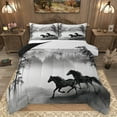 thumbnail image 1 of Homewish 3D Racing Horse Queen Comforter Set for Adult, Grey Rustic Cabin Bedding Sets, Farmhouse Animal Reversible Bedding Comforter Set, Luxury Bedroom Decor, 3pcs, 1 of 8