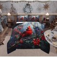 thumbnail image 1 of Manfei 3D Red Bird Full Size Comforter Sets for Teen, Dreamy Robin Butterfly Bedding Comforter Set, Jungle Poinsettia Flower Reversible Bedding Sets, Lightweight Room Decor, 3-Piece, 1 of 8
