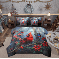 thumbnail image 1 of Manfei 3D Red Bird Twin Bedding Sets 7-Piece for Teen, Dreamy Robin Butterfly Bedding Comforter Set, Jungle Poinsettia Flower Reversible Sheet Sets, Lightweight Room Decor, 1 of 7