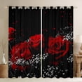 thumbnail image 1 of Manfei 3D Red Rose Black Out Curtains, Flower Floral Curtains Pack of 2 (42x63 Each), Romantic Couple Valentines Day Bedroom Curtains, Curtains and Drapes Room Decor, 1 of 6