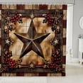 thumbnail image 1 of Manfei 3D Retro Stars Print Shower Curtain 72Wx84L,Boho Farmhouse Cabin Bathroom Shower Curtain,Cream Brown, 1 of 5