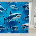 thumbnail image 1 of Manfei 3D Sea Shark Shower Curtain 72Wx78L, Horror Ocean Animal Bath Curtain, Deep Blue, 1 of 5