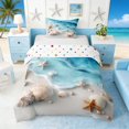 thumbnail image 1 of Manfei 3D Seashell Starfish Beach Wave Twin Bedding for Kids Boys and Girls, Coastal Life Print Duvet Cover Set, Polka Dots Reversible 2 Pieces, 1 Duvet Cover and 1 Pillowcase, 1 of 5