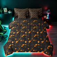 thumbnail image 1 of Manfei 3D Triangle King Bedding, Geometric Black Orange King Bed in a Bag, Black Reversible 7pcs, 1 of 6