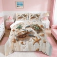 thumbnail image 1 of Manfei 3D Turtle Seashell Starfish Full Size Comforter Sets for Kids Boys and Girls, Brown Marine Life Print Bedding Sets, Reversible 3-Piece, 1 Comforter and 2 Pillowcases, 1 of 6