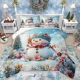 thumbnail image 1 of Homewish 3D Winter Snowman Full Size Comforter Sets for Teens, Pink Flower Floral Bedding Comforter Set, Merry Christmas Reversible Bedding Sets, Luxury Bedroom Decor, 3-Piece, 1 of 8