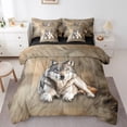 thumbnail image 1 of Manfei 3D Wolf Animal Bedding Comforter Set 7pcs for Kids, Kawaii Jungle Wildlife King Bedding Sets, Rustic Farmhouse Reversible Bed Sheets, Lightweight Room Decor, 1 of 6