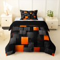 thumbnail image 1 of Manfei Abstract 3D Cube Twin Comforter Sets, Geometric Checkered Bedding Set, Black and Orange, Black Reversible 2-Piece, 1 Comforter and 1 Pillowcase, 1 of 6