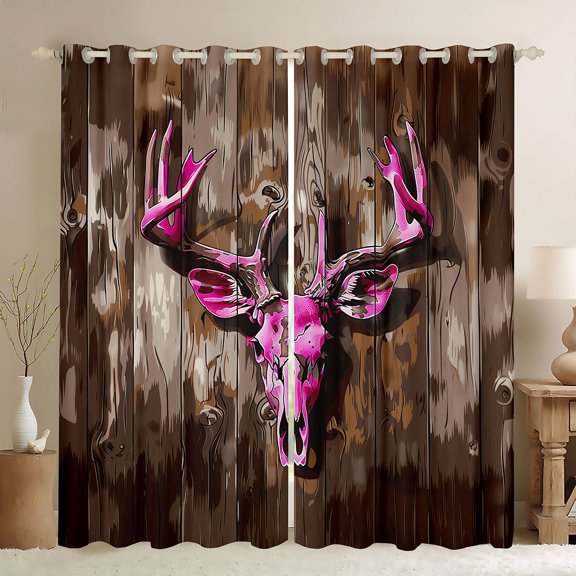 Manfei Abstract Animal Deer Black Out Curtains for Female Men,Lodge Cabin Curtains Pack of 2 (42x63 Each),Woodland Wildlife Bedroom Curtains,Microfiber Bedroom Decor