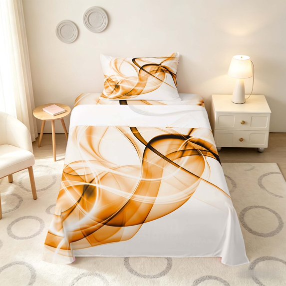 Manfei Abstract Artwork Twin Sheets, Gradient Bedding, Orange, Gray Reversible 3 Pieces1 Flat Sheet + 1 Fitted Sheet + 1 Pillowcase