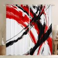 thumbnail image 1 of Manfei Abstract Brushstroke Blackout Curtains Set of 2 (52x84 Each), Watercolor Art Curtain, Red, Black and White, 1 of 6