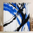 thumbnail image 1 of Manfei Abstract Brushstroke Blackout Curtains, Watercolor Art Curtains Pack of 2 (42x84 Each), Blue, Black and White, 1 of 6