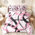 thumbnail image 1 of Manfei Abstract Brushstroke Queen Bedding, Light Pink Black Gray Bedding Comforter Set Queen, Pink Reversible 7-Piece, 1 of 6