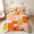thumbnail image 1 of Manfei Abstract Brushstroke Queen Comforter Set, Orange Yellow Plaid Comforter Sets Queen, Orange Yellow, Gray Reversible 3pcs, 1 Comforter and 2 Pillowcases, 1 of 6