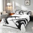 thumbnail image 1 of Manfei Abstract Brushstroke Queen Sheets, Black and White Queen Sheet Sets, Black Reversible 4-Piece1 Flat Sheet + 1 Fitted Sheet + 2 Pillowcases, 1 of 6
