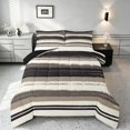 thumbnail image 1 of Manfei Abstract Brushstroke Stripe Full Size Comforter Sets, Neutral Tone Bedding Comforter Set, Beige Black, Black Reversible 3 Pieces, 1 Comforter and 2 Pillowcases, 1 of 6