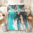 thumbnail image 1 of Manfei Abstract Brushstroke Twin Bedding, Teal Black Gold Ombre Bedding Comforter Set, Gray Reversible 7pcs, 1 of 6