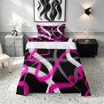 thumbnail image 1 of Manfei Abstract Brushstroke Twin Sheets, Pink White Gray Bedding, Black Reversible 3pcs1 Flat Sheet + 1 Fitted Sheet + 1 Pillowcase, 1 of 6