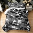 thumbnail image 1 of Manfei Abstract Camo Shark Bed Spread Queen, Rustic Mosaic Queen Coverlet Set, Dark Gray, 3pcs, 1 Quilt and 2 Pillowcases, 1 of 7