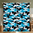 thumbnail image 1 of Manfei Abstract Camouflage Blackout Curtains, Contemporary Art Camo Window Curtains Pack of 2 (38x45 Each), Steel Blue, 1 of 6
