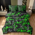 thumbnail image 1 of Manfei Abstract Camouflage Twin Bedding, Mid Century Camo Bedding Comforter Set, Black Lime, Black Reversible, 7 Pieces, 1 of 6