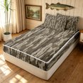 thumbnail image 1 of Manfei Abstract Camouflage Zipper Full Size Comforter Sets with Fitted Sheet and 2 Pillowcases, Mid Century Camo Zipper Bedding Set, Coyote Brown, Black Reversible, 4 Pieces, 1 of 7