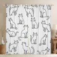 thumbnail image 1 of Manfei Abstract Cat Line Blackout Curtains, Simple Minimalist Kitten Curtains Pack of 2 (42x84 Each), White Black, 1 of 6