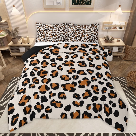 Manfei Abstract Cheetah Print 2pcs Bedding Comforter Set for Boys Girls,Wildlife Print Twin Comforter Sets,Gradient Ombre Breathable Bedding Set,Lightweight Room Decor,Reversible
