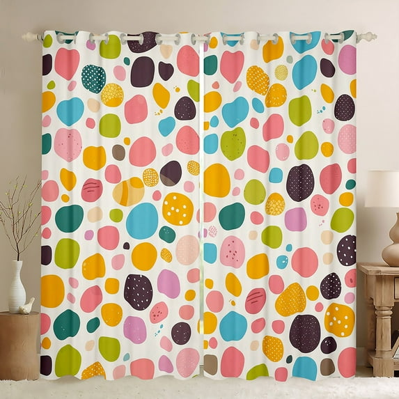 Manfei Abstract Circle Curtains Pack of 2 (42x84 Each),Multicolor Circular Curtains Blackout,Colorful Polka Dots Bedroom Curtains For Teens,Super Cozy Room Decor