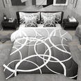 thumbnail image 1 of Manfei Abstract Circle Twin Bedding Sets 7pcs, Gray Black Ombre Bedding Comforter Set, Geometric Line Sheet Sets, Ultra Soft Home Decor, 1 of 7