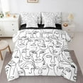 thumbnail image 1 of Manfei Abstract Face Patterned 7pcs Bedding Comforter Set,Modern Artistic Art Queen Bedding Sets,Black White Queen Sheet Sets For Boys Kids,Ultra Soft Home Decor Reversible, 1 of 8