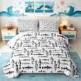 thumbnail image 1 of Manfei Abstract Fish Bed Spread Queen, Simple Sea Animal Art Queen Coverlet Set, White Black, 3pcs, 1 Quilt and 2 Pillowcases, 1 of 7