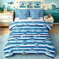 thumbnail image 1 of Manfei Abstract Fish Twin Bedding, Nautical Animal Bedding Comforter Set, Blue, Reversible, 7 Pieces, 1 of 6