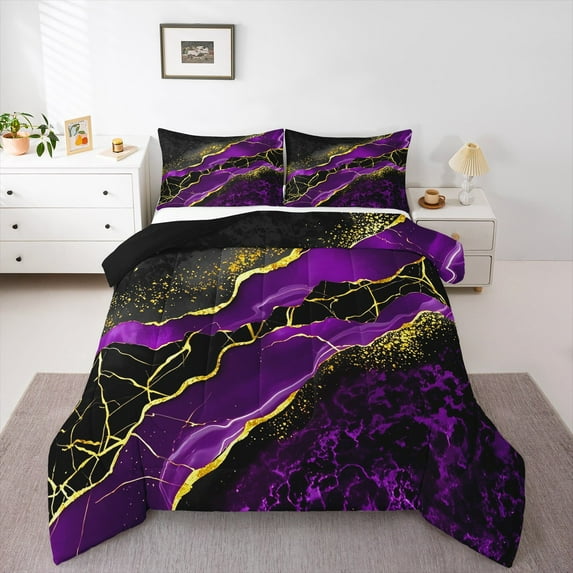 Manfei Abstract Fluid 3 Pieces Queen Comforter Set,Stone Pattern Ultra Soft Bedding Sets,Watercolor Artwork Bedding Comforter Set,Breathable Marble Home Decor,Reversible