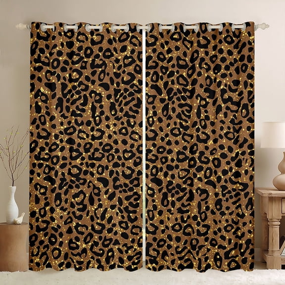 Manfei Abstract Geometric Black Out Curtains,Animal Print Curtains Pack of 2 (42x63 Each),Animal Leopard Bedroom Curtains,Wildlife Room Decor