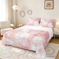 thumbnail image 1 of Manfei Abstract Geometric Block Bed Sheets, Abstract Artwork Fuul Size Sheets, Pink White, Pink Reversible 4pcs1 Flat Sheet + 1 Fitted Sheet + 2 Pillowcases, 1 of 6