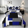 thumbnail image 1 of Manfei Abstract Geometric Block Full Size Comforter Sets, Geometric Theme Bedding Comforter Set, Blue Black Gray White, Black Reversible 3pcs, 1 Comforter and 2 Pillowcases, 1 of 6