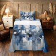 thumbnail image 1 of Manfei Abstract Geometric Block Twin Sheets, Abstract Artwork Bedding, Blue White Gray, Gray Reversible 3 Pieces1 Flat Sheet + 1 Fitted Sheet + 1 Pillowcase, 1 of 6
