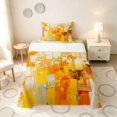 thumbnail image 1 of Manfei Abstract Geometric Block Twin Sheets, Abstract Artwork Bedding, Orange Yellow White, Reversible 3pcs1 Flat Sheet + 1 Fitted Sheet + 1 Pillowcase, 1 of 6